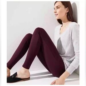 LOFT BURGUNDY HEATHERED SIZE SMALL LEGGINGS
